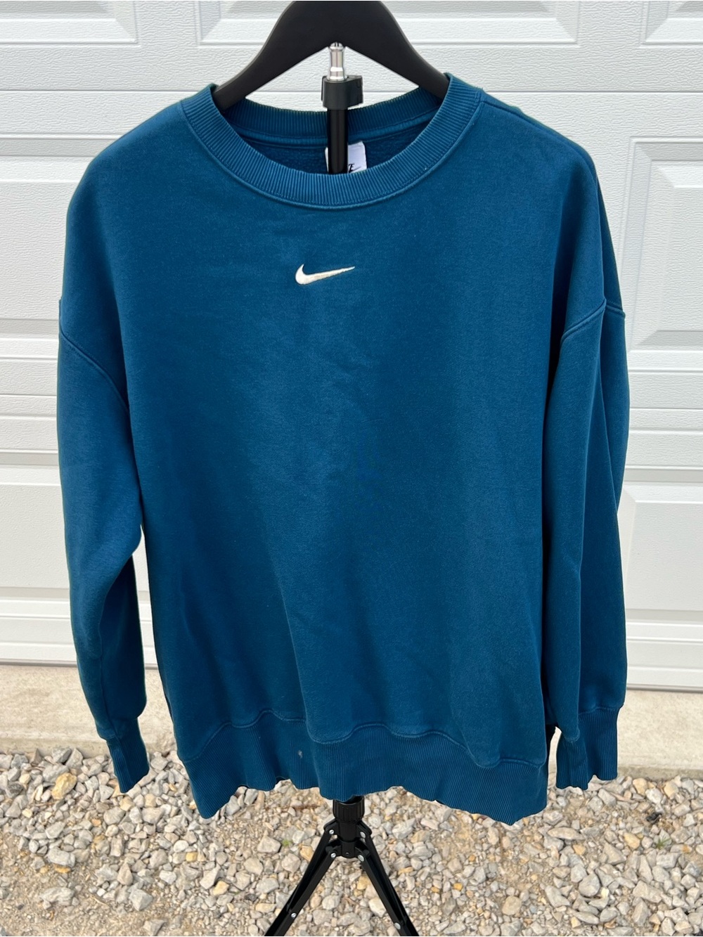 Nike Women's Teal Crewneck Sweatshirt with White Swoosh